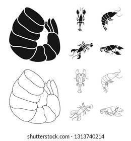 Vector illustration of appetizer and ocean sign. Set of appetizer and delicacy vector icon for stock.