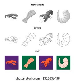 Vector illustration of appetizer and ocean sign. Set of appetizer and delicacy vector icon for stock.