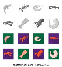 Vector illustration of appetizer and ocean sign. Collection of appetizer and delicacy stock symbol for web.