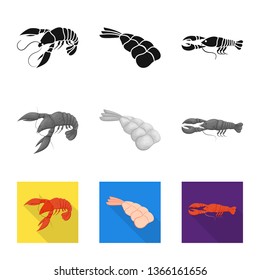 Vector illustration of appetizer and ocean sign. Collection of appetizer and delicacy stock symbol for web.