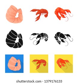 Vector illustration of appetizer and ocean sign. Collection of appetizer and delicacy vector icon for stock.