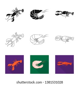 Vector illustration of appetizer and ocean sign. Collection of appetizer and delicacy stock symbol for web.