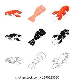 Vector illustration of appetizer and ocean sign. Set of appetizer and delicacy vector icon for stock.