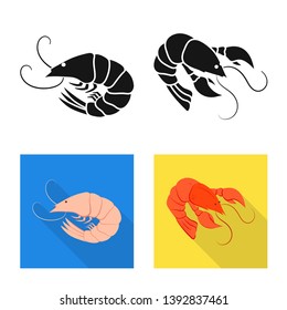 Vector illustration of appetizer and ocean sign. Collection of appetizer and delicacy stock symbol for web.