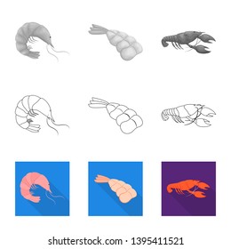 Vector illustration of appetizer and ocean sign. Collection of appetizer and delicacy vector icon for stock.