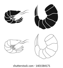Vector illustration of appetizer and ocean sign. Set of appetizer and delicacy stock vector illustration.
