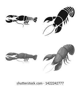Vector illustration of appetizer and ocean sign. Set of appetizer and delicacy vector icon for stock.
