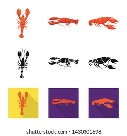 Vector illustration of appetizer and ocean sign. Collection of appetizer and delicacy stock symbol for web.