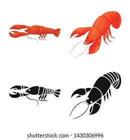 Vector illustration of appetizer and ocean sign. Set of appetizer and delicacy vector icon for stock.