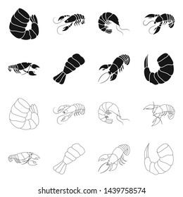 Vector illustration of appetizer and ocean sign. Set of appetizer and delicacy vector icon for stock.