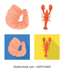 Vector illustration of appetizer and ocean sign. Collection of appetizer and delicacy vector icon for stock.