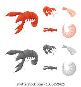 Vector illustration of appetizer and ocean symbol. Set of appetizer and delicacy vector icon for stock.