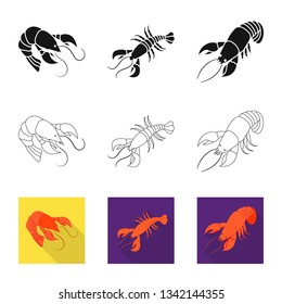 Vector illustration of appetizer and ocean symbol. Set of appetizer and delicacy stock vector illustration.