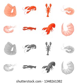 Vector illustration of appetizer and ocean symbol. Collection of appetizer and delicacy stock vector illustration.