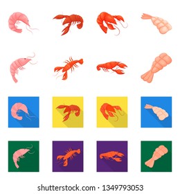Vector illustration of appetizer and ocean symbol. Set of appetizer and delicacy stock symbol for web.