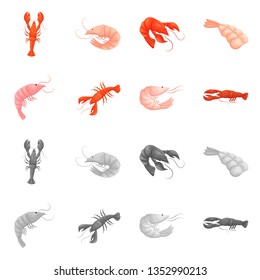 Vector illustration of appetizer and ocean symbol. Collection of appetizer and delicacy stock symbol for web.