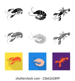 Vector illustration of appetizer and ocean symbol. Set of appetizer and delicacy vector icon for stock.