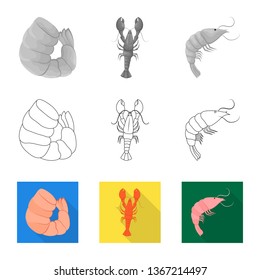 Vector illustration of appetizer and ocean symbol. Collection of appetizer and delicacy stock vector illustration.