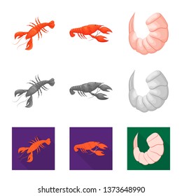 Vector illustration of appetizer and ocean symbol. Collection of appetizer and delicacy stock symbol for web.