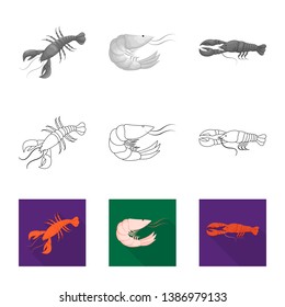 Vector illustration of appetizer and ocean symbol. Set of appetizer and delicacy stock symbol for web.