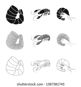 Vector illustration of appetizer and ocean symbol. Set of appetizer and delicacy stock symbol for web.