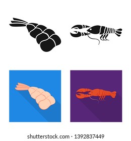 Vector illustration of appetizer and ocean symbol. Set of appetizer and delicacy stock vector illustration.