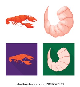 Vector illustration of appetizer and ocean symbol. Collection of appetizer and delicacy stock symbol for web.