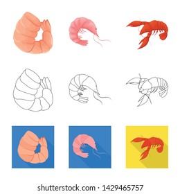 Vector illustration of appetizer and ocean symbol. Collection of appetizer and delicacy vector icon for stock.