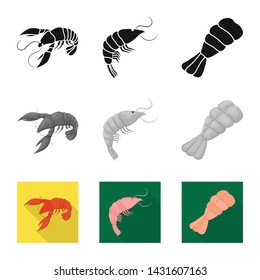 Vector illustration of appetizer and ocean symbol. Collection of appetizer and delicacy vector icon for stock.