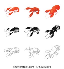 Vector illustration of appetizer and ocean symbol. Collection of appetizer and delicacy vector icon for stock.