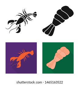 Vector illustration of appetizer and ocean symbol. Collection of appetizer and delicacy stock symbol for web.
