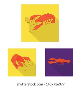Vector illustration of appetizer and seafood icon. Set of appetizer and ocean vector icon for stock.