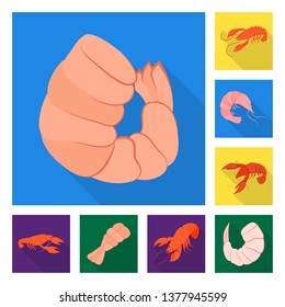 Vector illustration of appetizer and seafood logo. Collection of appetizer and ocean stock symbol for web.