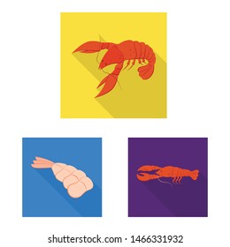 Vector illustration of appetizer and seafood logo. Collection of appetizer and ocean stock symbol for web.