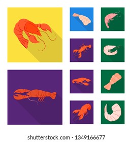 Vector illustration of appetizer and seafood sign. Set of appetizer and ocean vector icon for stock.