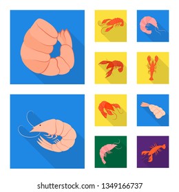 Vector illustration of appetizer and seafood sign. Collection of appetizer and ocean stock symbol for web.