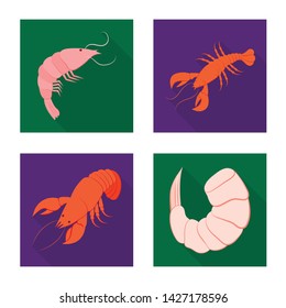 Vector illustration of appetizer and seafood sign. Collection of appetizer and ocean vector icon for stock.