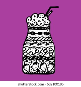 Vector illustration of an appetizing berry smoothie in a jar.