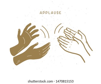 Vector illustration of applause hand drawn doodle human hands clapping isolated on white background. Good for web, prints, cards, banners, posters, placards, flyers design etc.