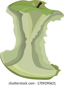 Ilustración vectorial de picaduras de manzana. Basura orgánica