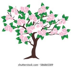 vector illustration of an apple blossom tree.