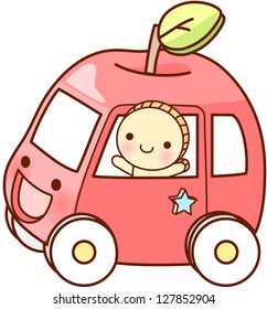 A vector illustration of apple car