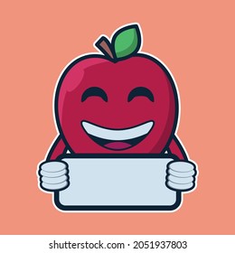 vector illustration of apple character bring a board