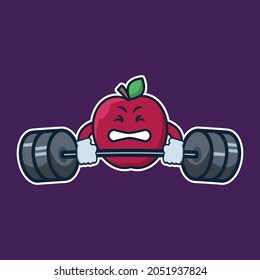 ilustración vectorial de pesos de elevación de caracteres de manzana