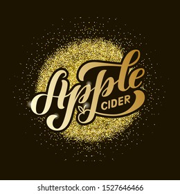 
Vector illustration of apple cider brush lettering for banner, flyer, poster, clothes, patisserie, bistro, cafe logo, advertisement design. Handwritten text for template, signage, billboard, print 
