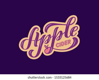 
Vector illustration of apple cider brush lettering for banner, flyer, poster, clothes, patisserie, bistro, cafe logo, advertisement design. Handwritten text for template, signage, billboard, print
