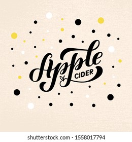 
Vector illustration of apple cider brush lettering for banner, flyer, poster, clothes, patisserie, bistro, cafe logo, advertisement design. Handwritten text for template, signage, billboard, print
