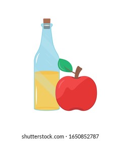 Vector illustration of apple cider vinegar. Food additive on a white background.