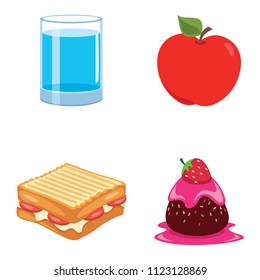 Vector Illustration Of Apple, Dessert, Water, Toast
