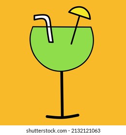 Vector illustration apple drink with yellow background 